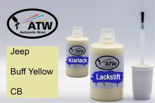 Jeep, Buff Yellow, CB: 20ml Lackstift + 20ml Klarlack - Set, von ATW Autoteile West.